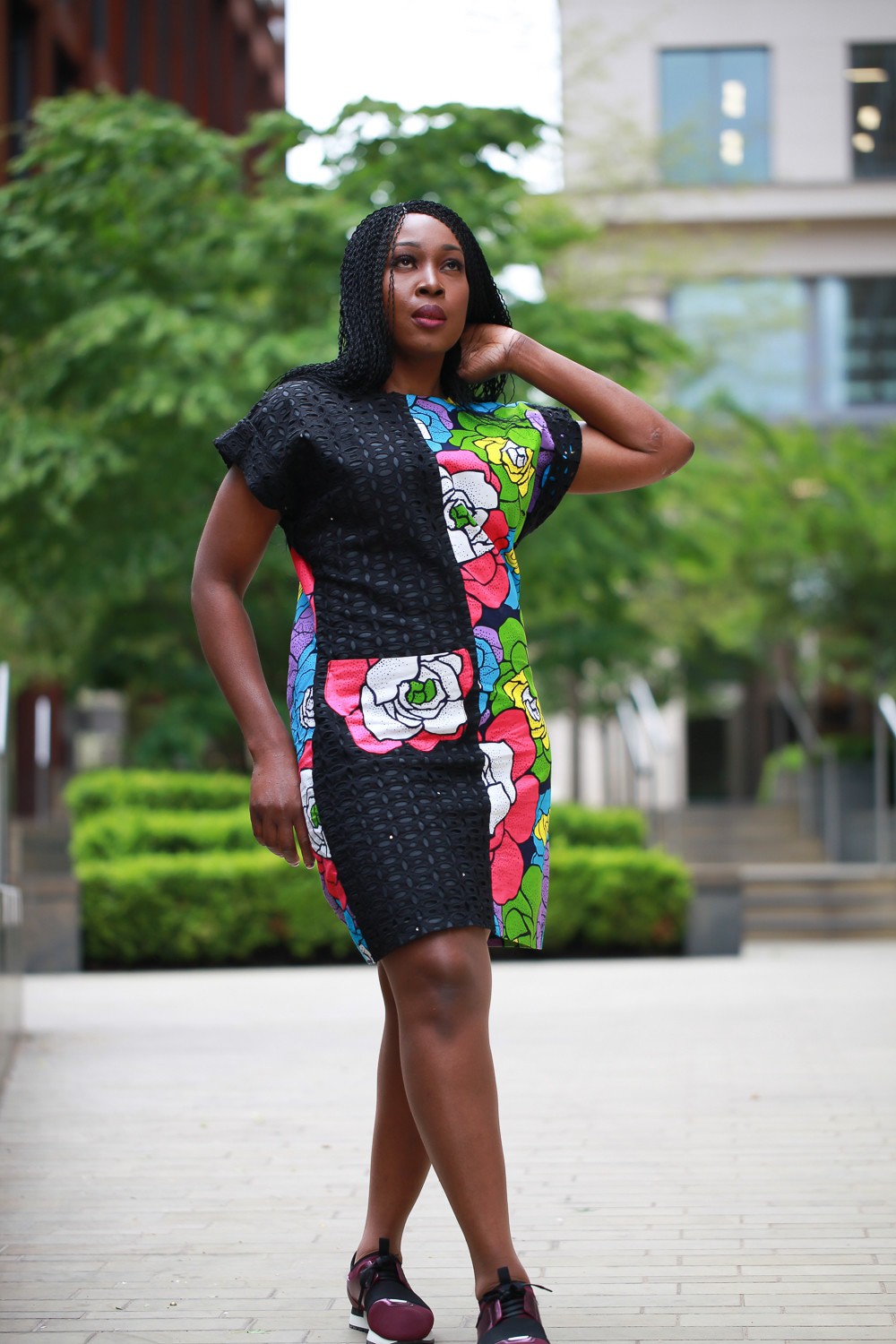 African Print Ankara Lace Skater Dress 