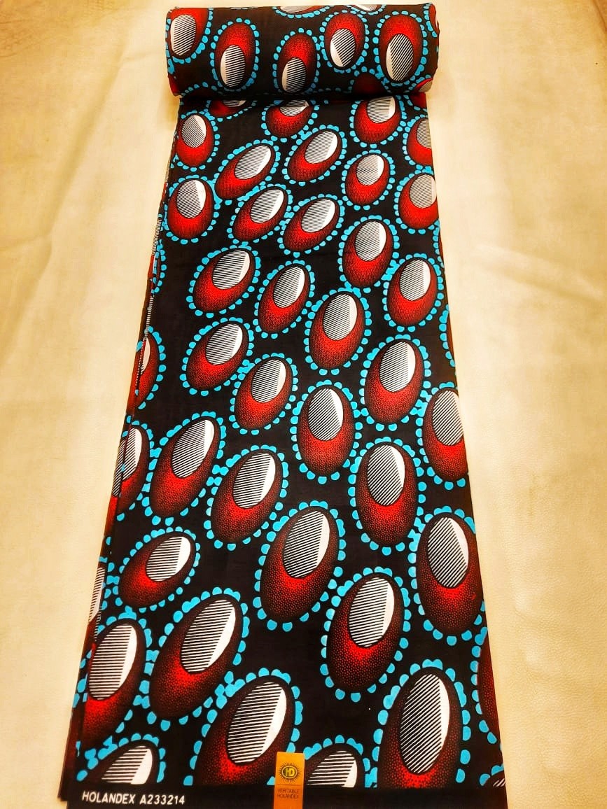 Details about / Ankara African wax print fabric 6 yards//cotton Blue and Brown