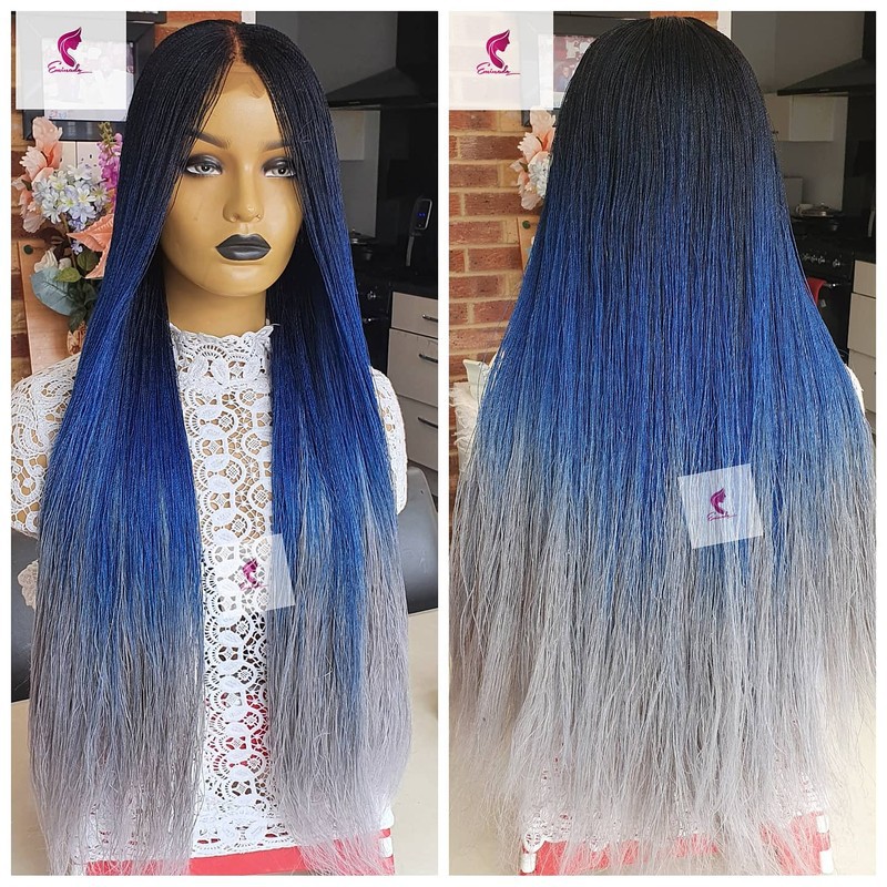 blue wig with braids
