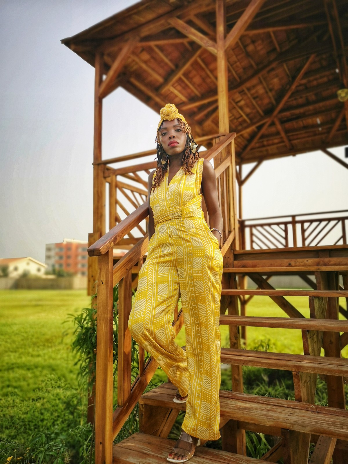 yellow silk jumpsuit