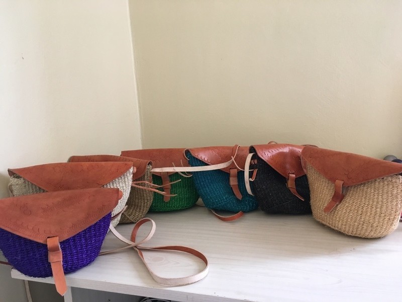 African Woven Sisal Market Bag African Shoulder Bag Kenyan Leather Ba