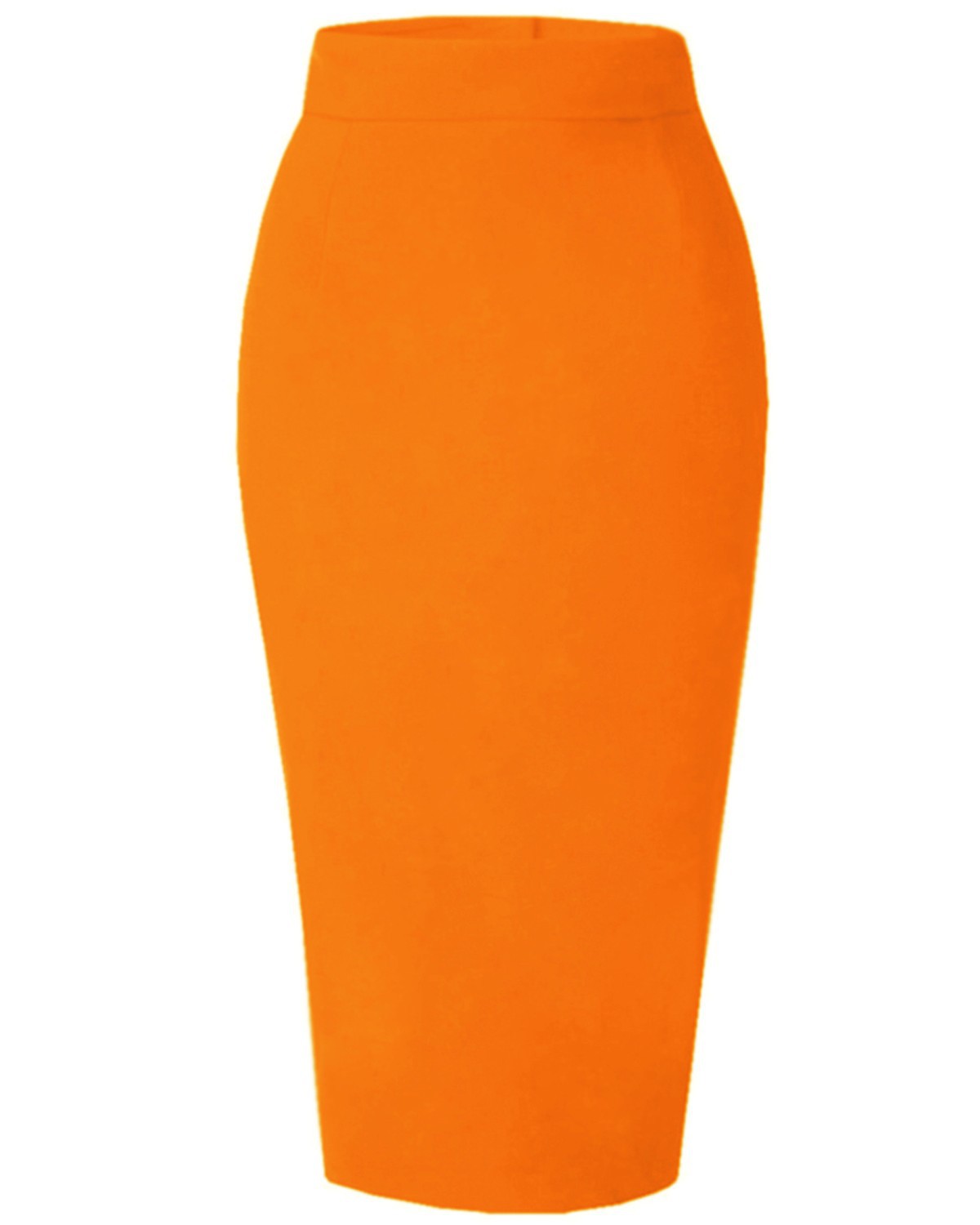 Midi Pencil Skirt Orange Cotton by 