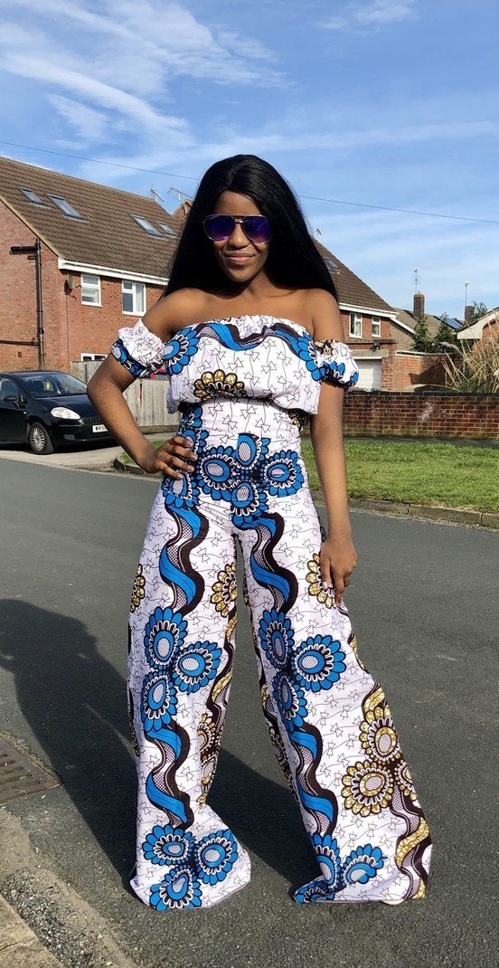 African Wax Print Bell Bottom Set by 