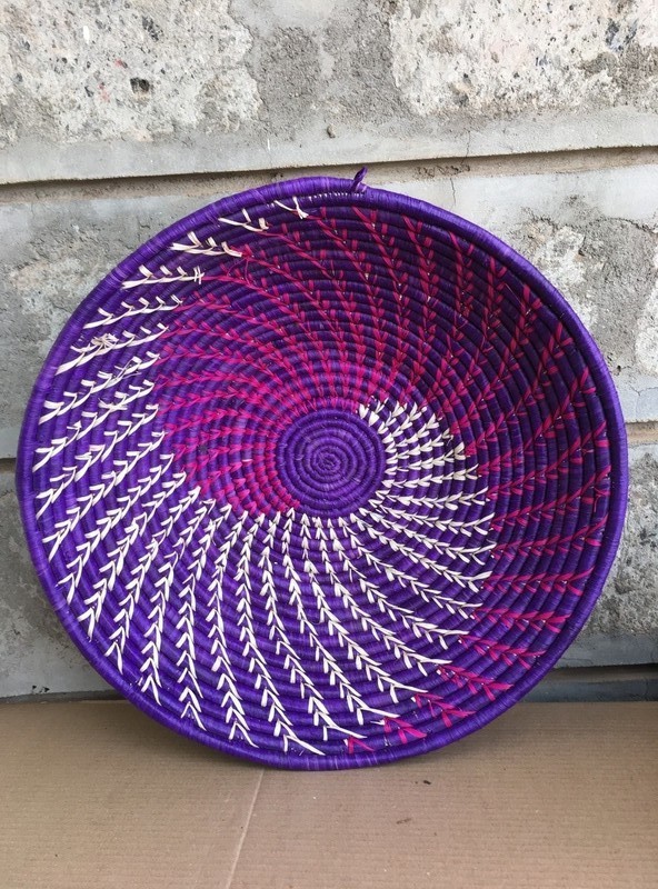 African Wall Basket Wall Art Decor Hanging Basket Woven Raffia Bow