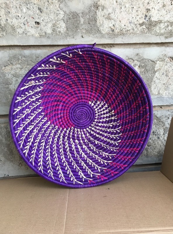 African Wall Basket Wall Art Decor Hanging Basket Woven Raffia Bow Afrikrea