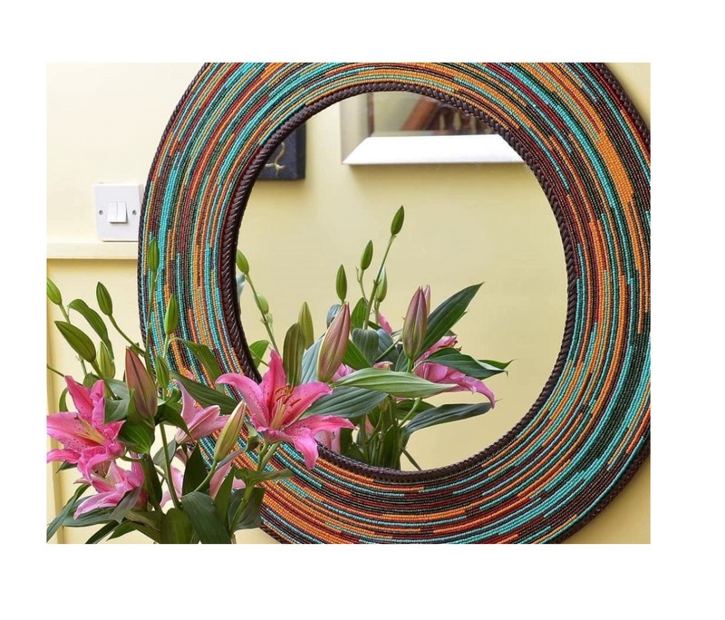 African inspired bead framed mirror. by tafrija Mirrors Afrikrea
