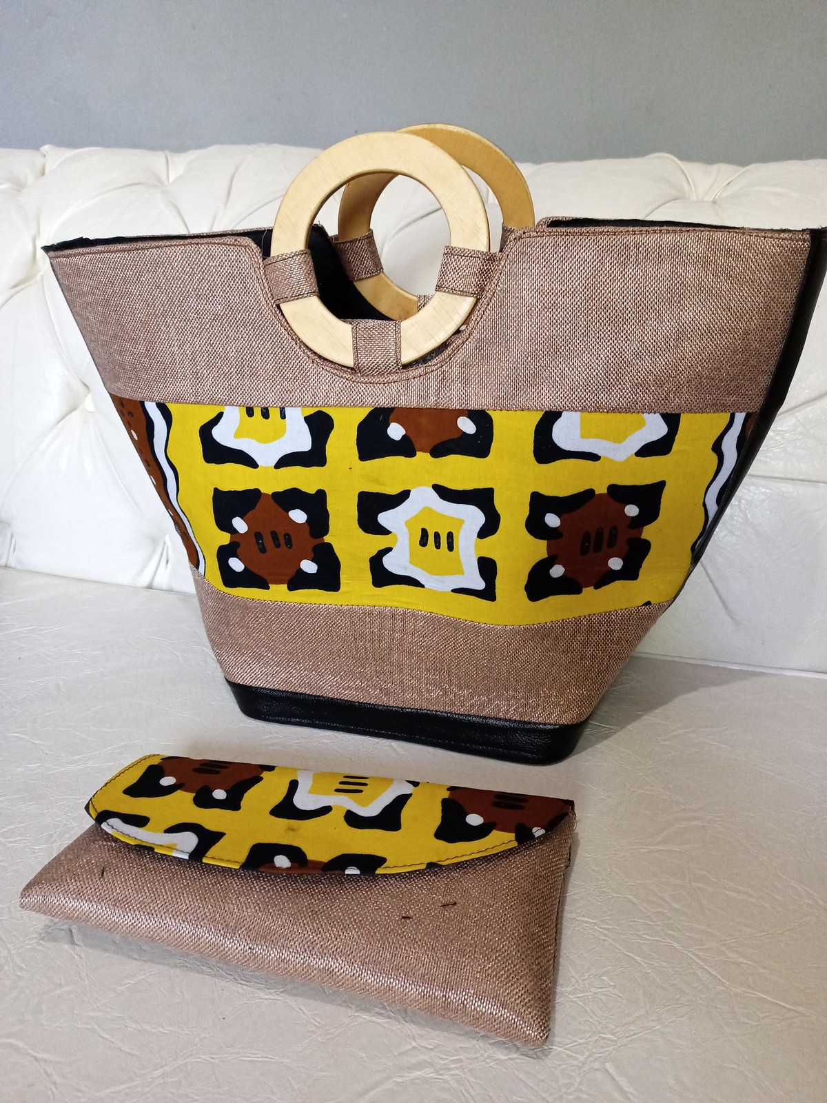 African tradition Ankara bag with a matching clutch bag by debbymsoma