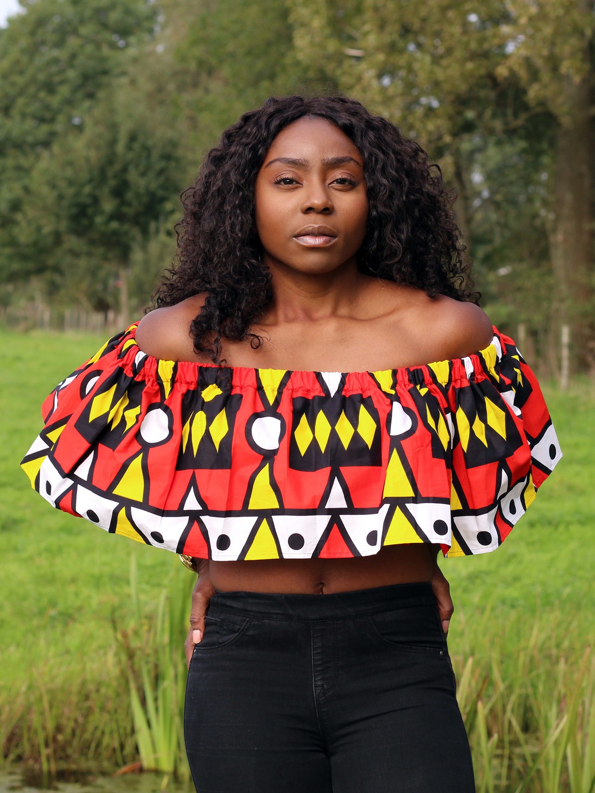 African print red Samakaka Crop Top 