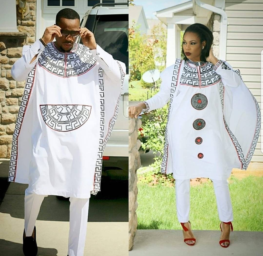 white , African Couple Matching outfit 