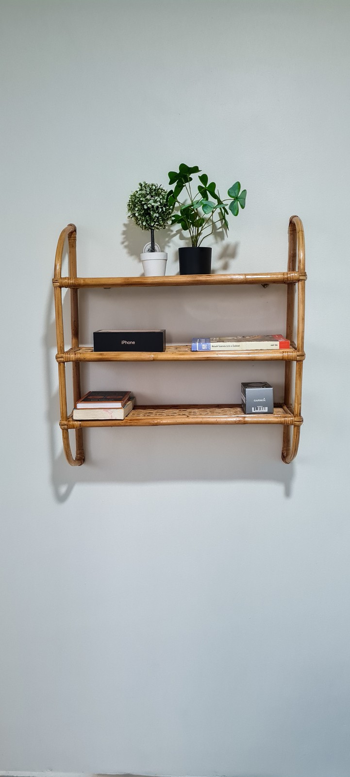 Rattan wall shelf,boho bamboo cane wall shelf, Wooden shelf,hanging she