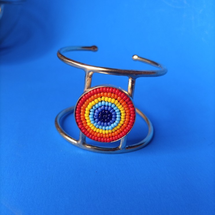 Luna african brass cuff bracelet (blue)
