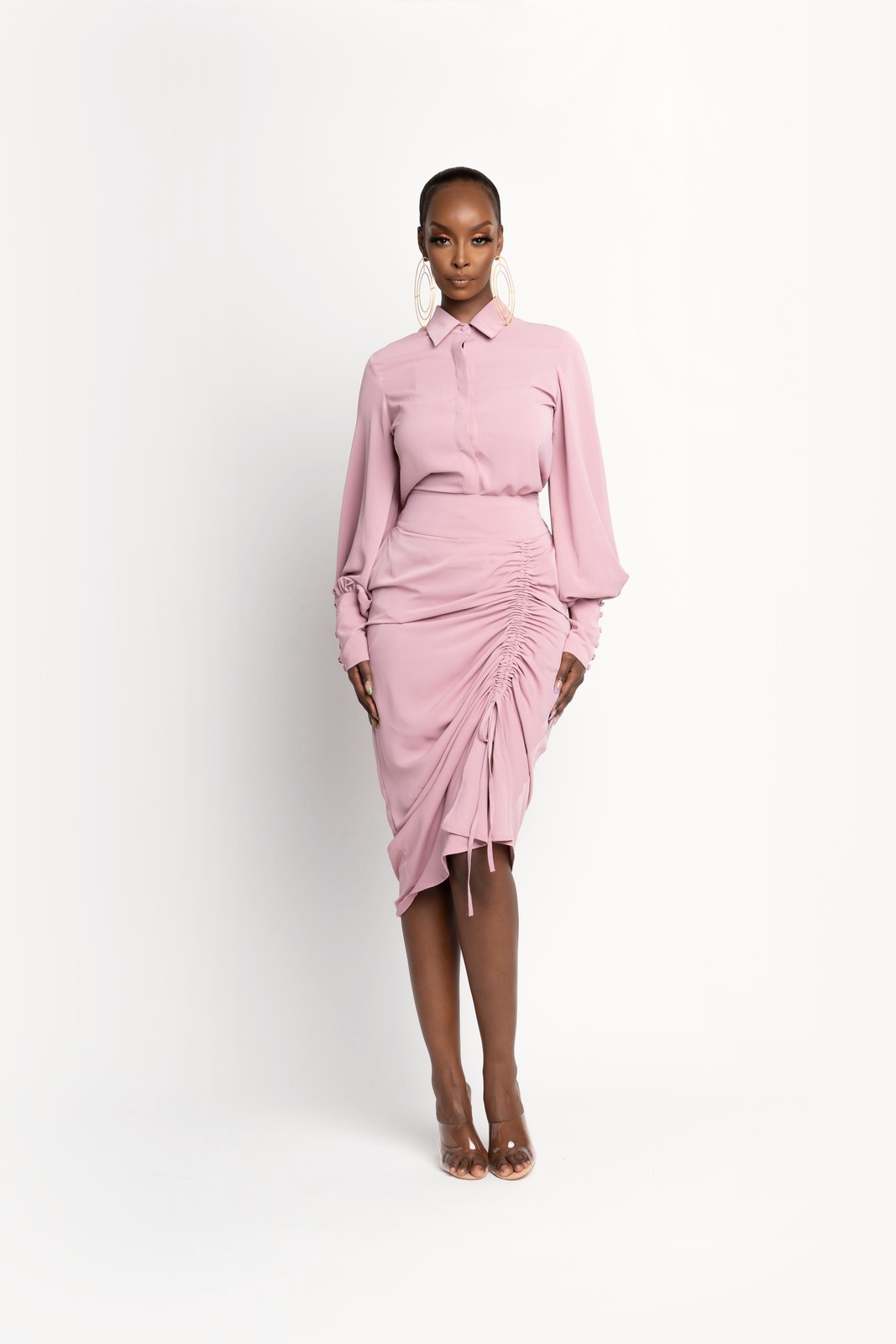 silk midi skirt set