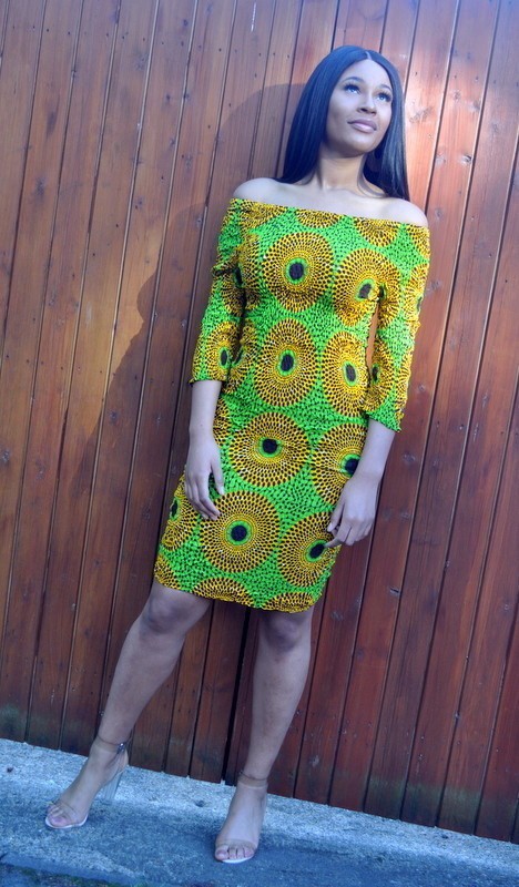 Imprimé africain Body con dress- vert citron par house-of-afrika