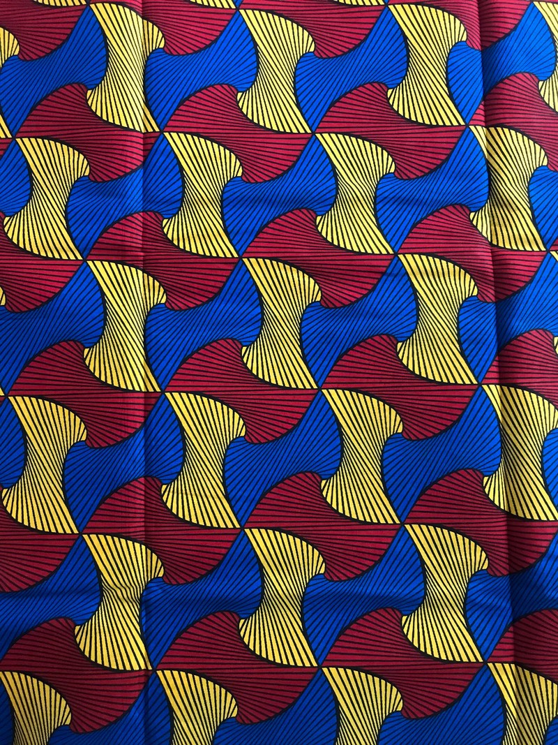 Wax fabric from 50cm 100% cotton darling pattern dont turn your back blue  yellow red - Ankara wax print blue
