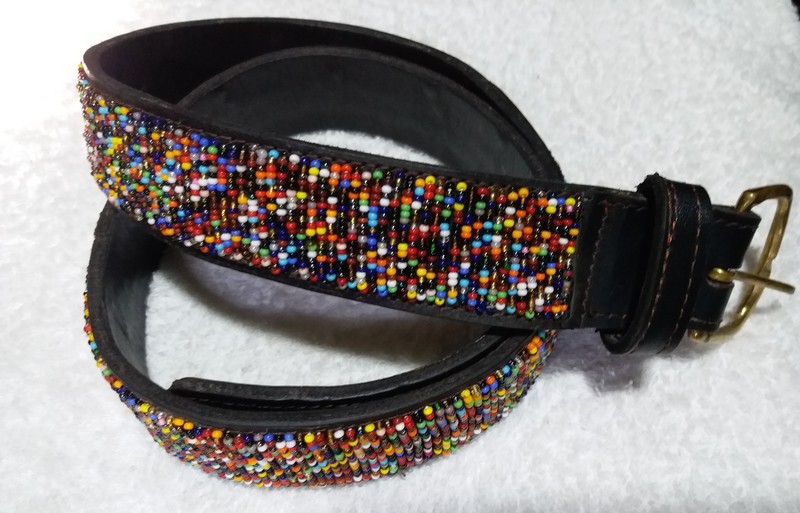 beaded leather belt