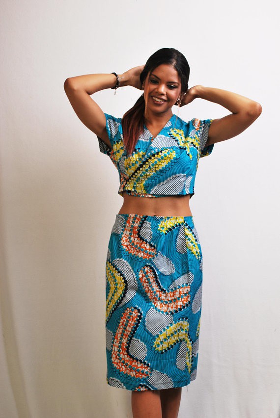 african print top skirt set by rags-n 