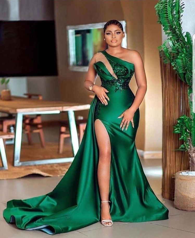 Green prom dress, African clothing for 