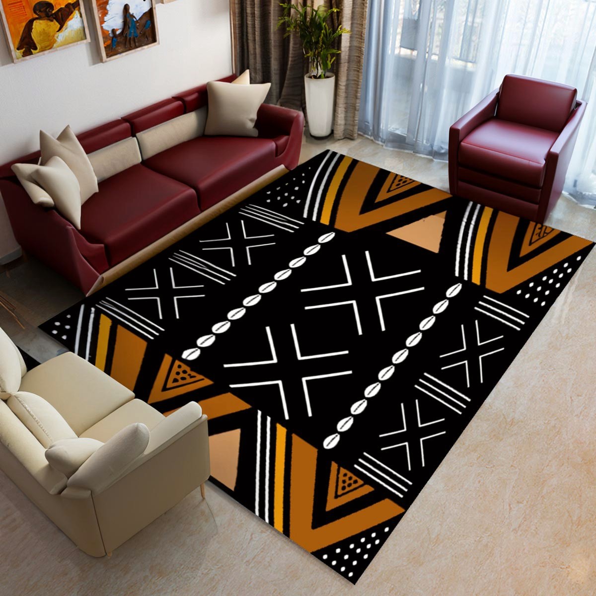 African Carpets Rugs Bogolan Mudcloth (LARGER SIZES AVAILABLE) by bynel