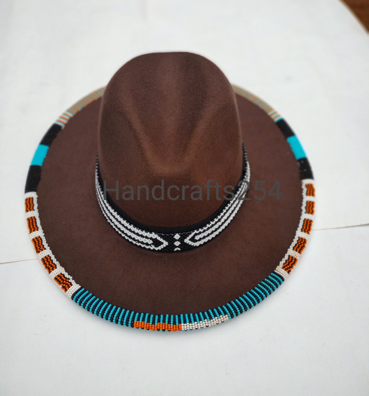 brown Beaded fedora hat, jazz hat, gift 