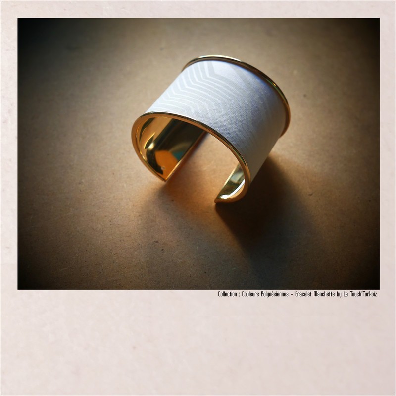 Polynesian design white cuff bracelet by latouchturkoiz Cuff bracelet
