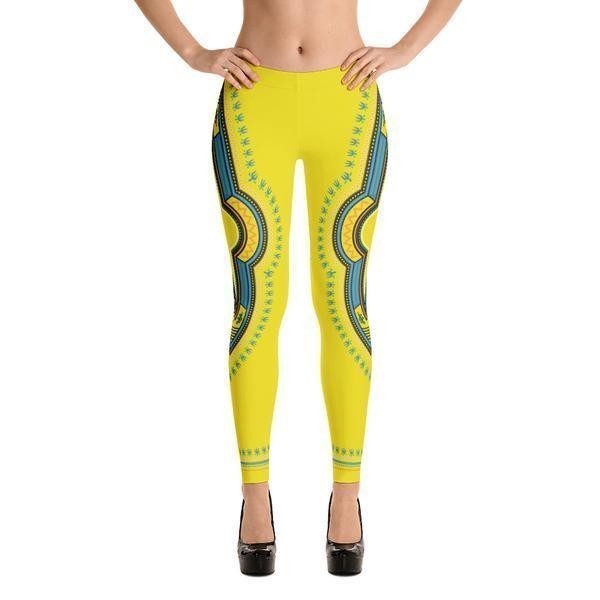 Dashiki Yellow Print Leggings by afr 
