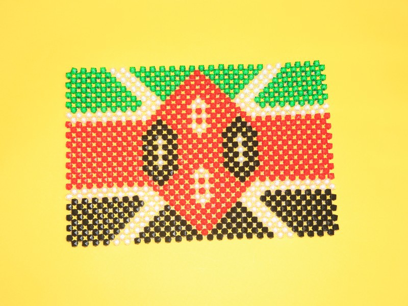 Kenya flag beaded dining table mat. African beaded dining table mat. by