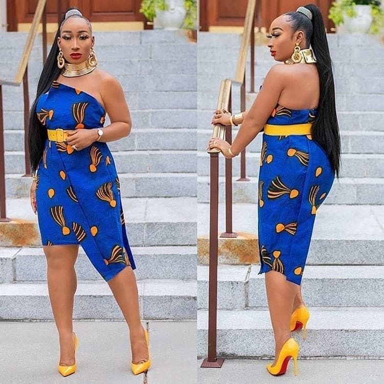 one shoulder ankara dress