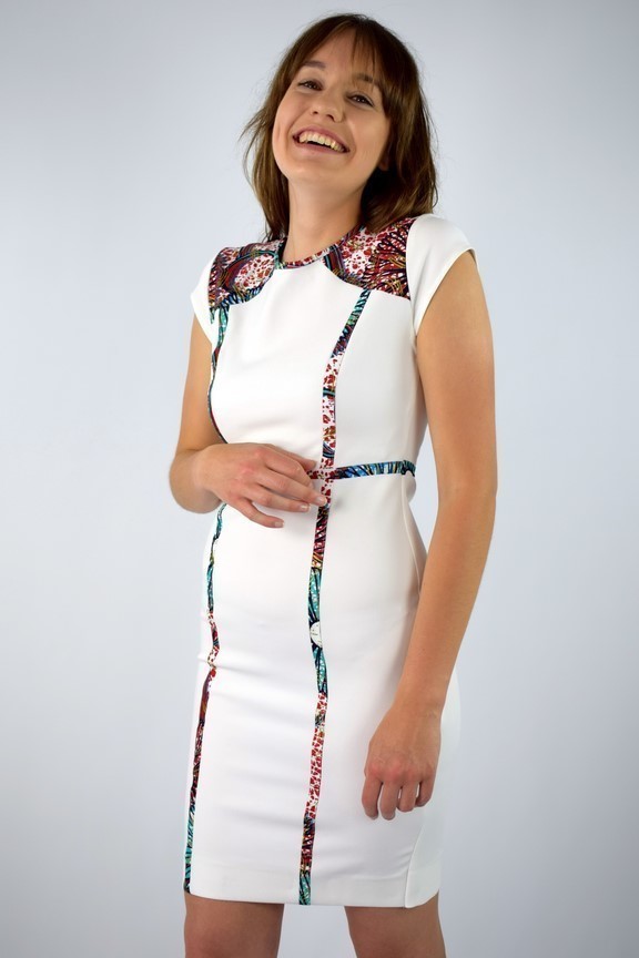 white sheath dress