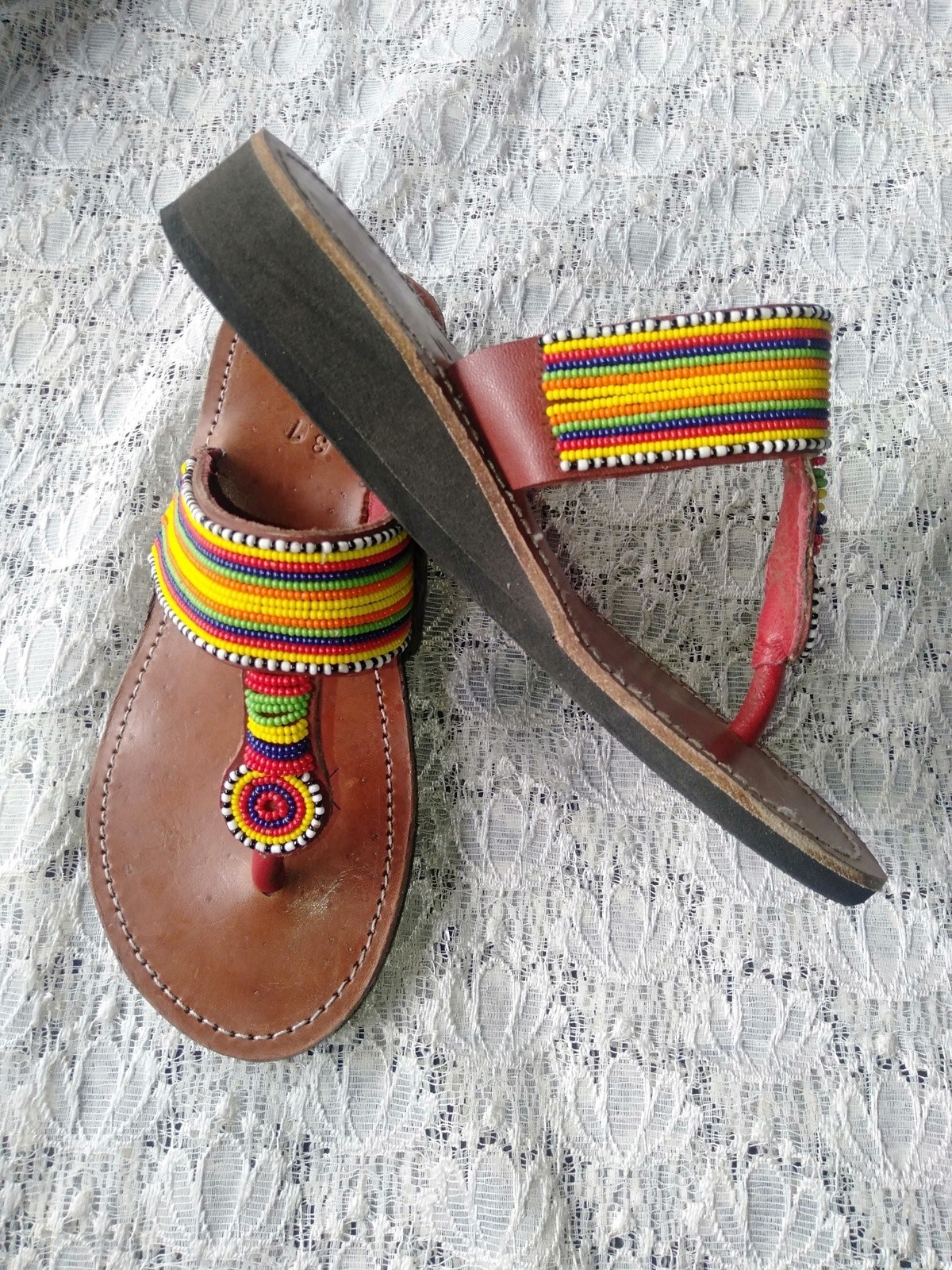 African Maasai weigde sandals, women sandals by maggie394-mk - Sandals