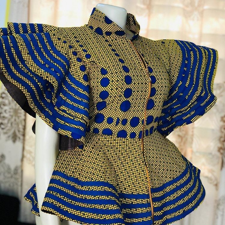 Classy peplum Ankara top by objcouture Peplum Tops Afrikrea