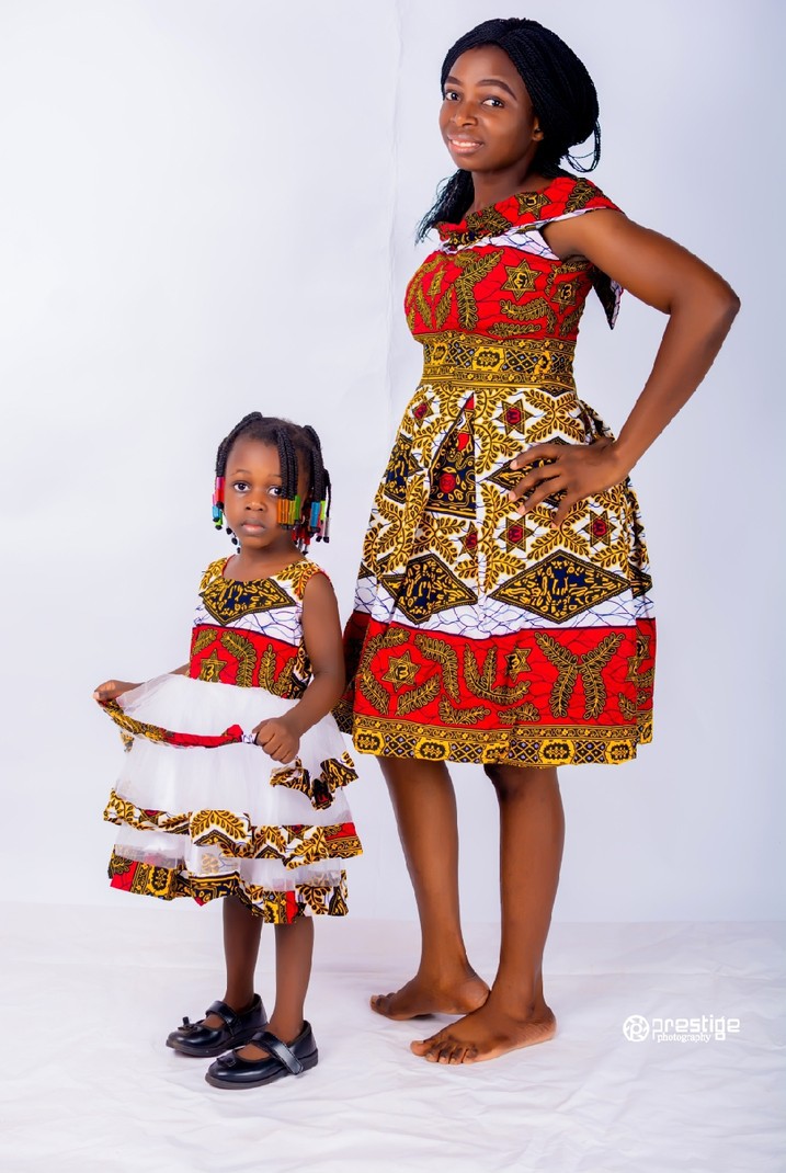 Me and mini-me Offshoulder cape dress 