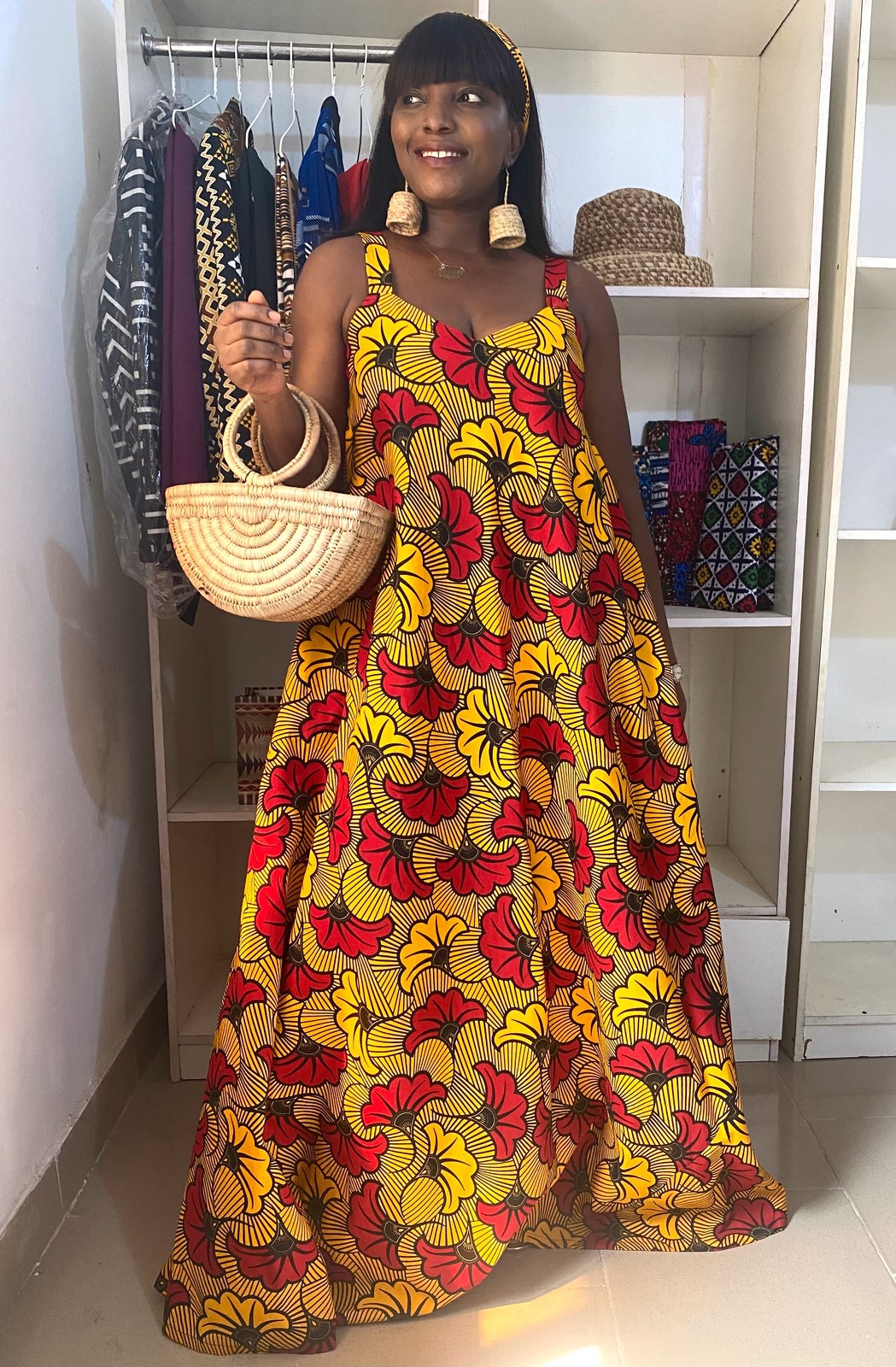Flower Maxi Dress 100% Cotton Ankara by yangaafrique Long