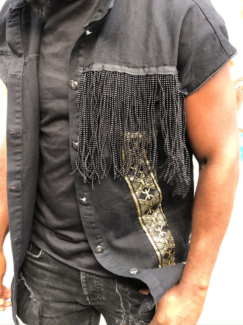 Black Denim Jacket And Gold Brocade By Ethnicrevival Men Jackets Afrikrea